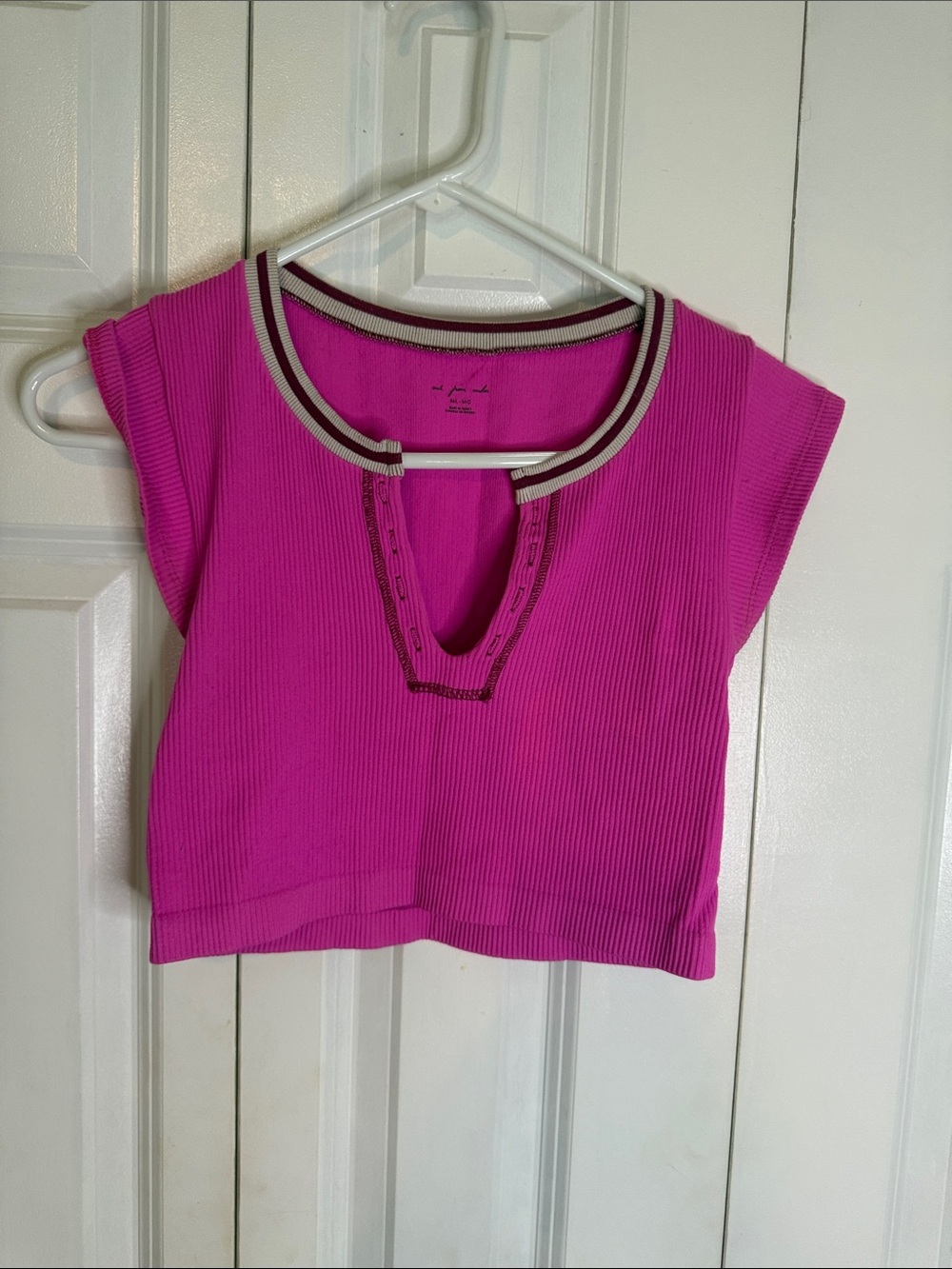 Urban Outfitters Hot Pink Ribbed Crop Tank